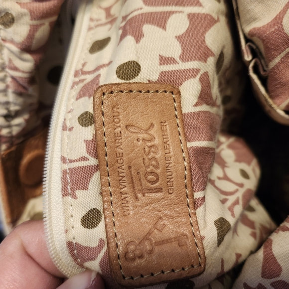 Vintage Fossil leather and canvas hobo bag - Picture 2 of 7